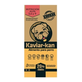 Croqueta Kaviar Kan Ternera 20 kg Costal Proteina Natura 21% Aceite de Salmon 14% Cenizas 10% Fibra 4% Humedad 12%