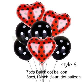 1 juego de bolitas negras rojas de mariquita globo de látex globo de papel aluminio decoración para fiesta de cumpleaños suministros para té