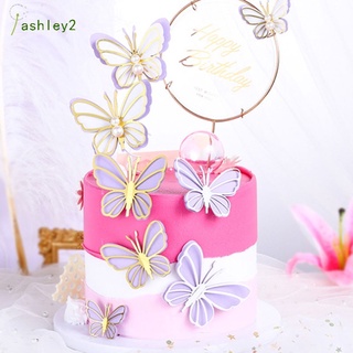 juego de 3 piezas de decoración para tartas de mariposa, feliz cumpleaños, feliz cumpleaños, perla, decoración de tartas ay