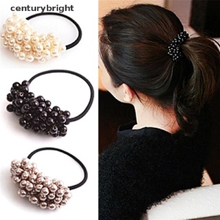 [Centurybright] Pearl Acrylic Beads Elastic Hair Accessories Band Ring Rope Ties Ponytail Holder SGDG