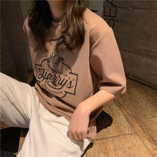 verano coreano carta impresa camiseta suelta manga corta salvaje fondo camisa superior (7)