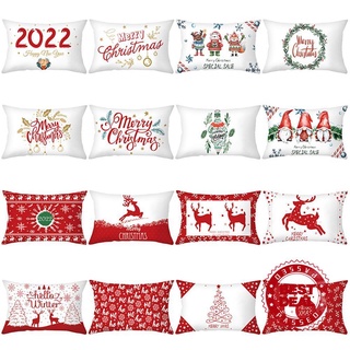 funda de almohada de dibujos animados de navidad impreso funda de cojín hogar cojines sofá fundas de algodón almohada q1z0
