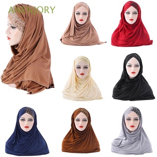 ANENJORY Señoras Gorra de turbante Mujeres Malasia musulmán hijab Pañuelo Sombrero de Baotou Nuevo Seda de la leche Bufanda de costura Lentejuela/Multicolor