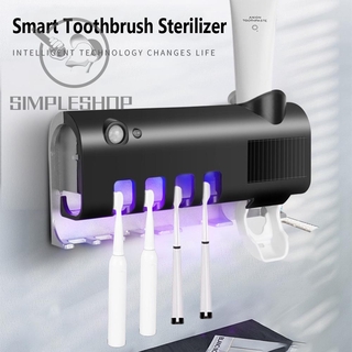 Dispensador SIMPLE de pasta de dientes montado en la pared de pasta de dientes exprimidor de cepillo de dientes esterilizador de luz UV accesorios de baño hogar inteligente automático titular/Multicolor