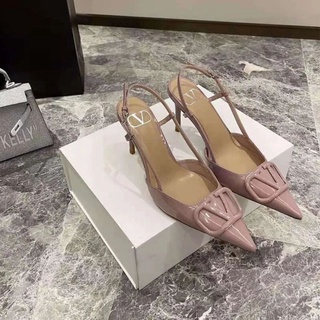 2021 nuevo Valentino_ zapatos de mujer Valentino_ Shallow puntiagudo del dedo del pie francés Stiletto tacón alto sandalias