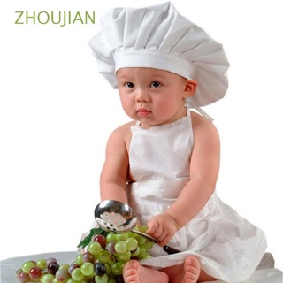 zhoujian delantal blanco para niños disfraces bebé fotos chef sombrero algodón mezclado recién nacido lindo kit cocinero disfraz fotografía/multicolor
