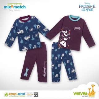 Velvet Junior Mix Match Frozen 2 Boy - trajes de pijama de algodón de bambú tamaño 2-8 (1 paquete contenido 2 trajes)