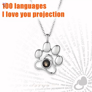 YI collar personalizado para fotos de mascotas 100 idiomas te amo collar de proyección lindo mascota pata collar de Metal @MY