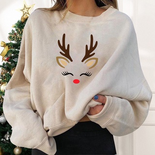 leiter_Women Fashion Christmas 3D Print Party Long Sleeve Pullover Sweatshirt
