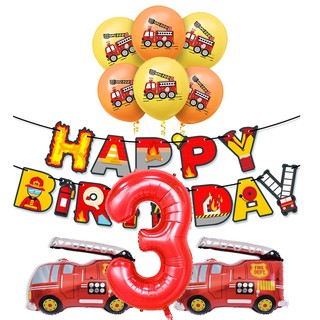 Bombero cumpleaños tema decoración de los niños camión de bomberos decoraciones temáticas camión de bomberos globos bandera camión de bomberos decoraciones temáticas (2)