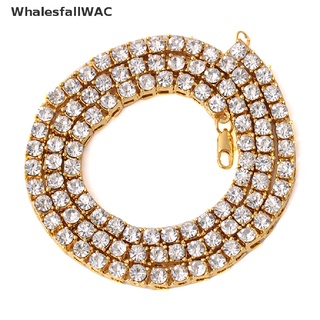 [WhalesfallWAC] Collar De Cadena De Eslabones Con Pedrería De Cristal Chapado En Oro Hip Hop Joyería Para Hombre