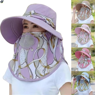 Mujer Sombrero De Ala Grande Cara Cuello Solapa Transpirable Protector Solar Al Aire Libre Sol Para El Verano