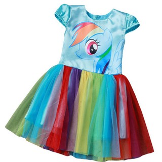 My Little Pony Baby Girls Dress Summer Cute Cartoon Mesh Princess Dress Christmas Birthday Party Kids Clothes