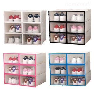 Ho 6Pcs caja de zapatos de plástico apilable plegable organizador de zapatos cajón caja de almacenamiento con puerta transparente Flipping señoras hombres x x cm
