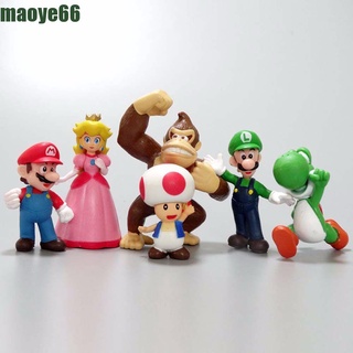 Maoye 6 unids/set figura de acción Figurine niños juguetes modelo juguetes figura juguetes estatua seta decoraciones de escritorio dibujos animados Mario Anime modelo Super Mario Bros