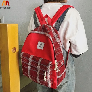 Mr mochila escolar de lona de gran capacidad ligera a cuadros de viaje mochila para adolescentes (4)