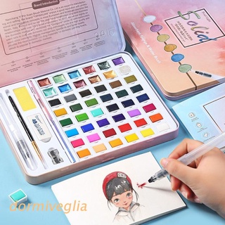 dormi 36/48 colores sólido acuarela set de pintura pigmentos pintura kit de dibujo para artistas estudiantes niños diy pincel suministros