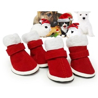 DRE-4 Pcs Christmas Anti-Slip Dog Shoes, Dog Paw Protection with Rubber (6)