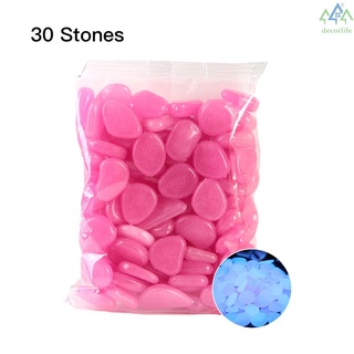 30 pzas/bolsa pebbles piedras luminosas de pecera para el aire libre decoración de jardín que brilla en la oscuridad
