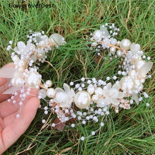 fbmx elegante niñas novia diadema imitada perla tocado flor guirnalda guirnalda caliente