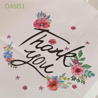 OASIS1 Suministros para la fiesta Bolsa de agradecimiento Patrón impreso Papel kraft Bolsas de papel de regalo Amor embalaje Flor Bolso Bolsa con Asa