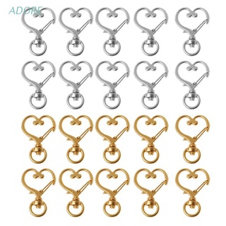 ADOR 10Pcs Metal Swivel Lobster Clasp Snap Hook Heart Shape Keychain Jewelry Findings