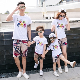 2o cumpleaños tiburón doo familia coincidencia camisetas mamá papá niños lindo impresión camiseta ropa de fiesta