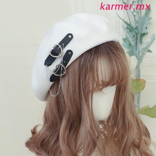 kar1 moda niñas corazón hebilla jk sombrero japonés boina gorra transpirable sombrero lolita beret chica kawaii señora dulce fresco femenino