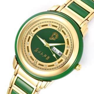 hetian jade hombres oro reloj calendario impermeable luminoso presidente conmemorativo mao reunión venta regalo automático jade mujer reloj