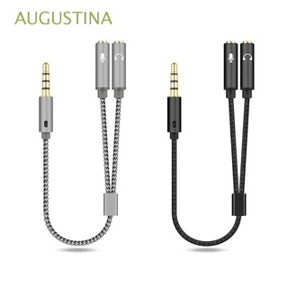 AUGUSTINA - Cable de Audio para auriculares a portátil, divisor de 3,5 mm, 1 macho a 2 hembras, adaptador de micrófono auxiliar, Cable conectado, Multicolor