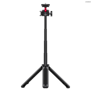 Andoer - trípode extensible para Selfie (4 secciones, 44 cm, 2 kg, carga útil con zapata fría, Universal, 1/4, tornillo para cámara de teléfono, micrófono, luz LED, montaje