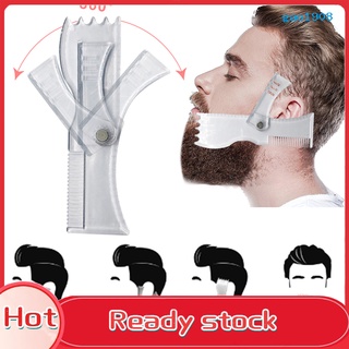 [TERLARIS] peine de barba ajustable multifuncional transparente giratorio plantilla de barba peine para hombres (1)