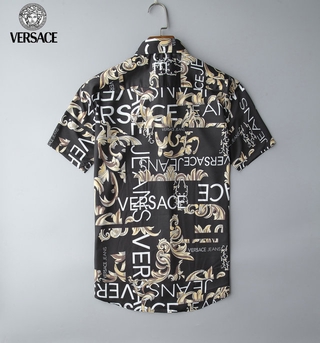 versace hawaiian logo impresión guapo hombres verano casual formal manga corta camisas de los hombres slim fit hip-hop street-style camisas (4)