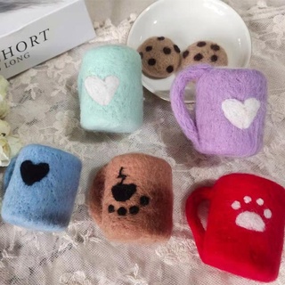 FAMLOJD 3Pcs DIY Baby Wool Felt Milk Tea Cup+Cookies Decorations Newborn Photograph Prop (7)
