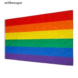 [Willbesugar] Bandera Del Arco Iris Orgullo Gay Lesbiana Evento De Rayas Banderines LGBT Signo [Caliente]