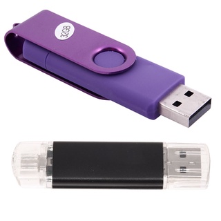 2 unidades usb mini memory stick 32gb usb 2.0 memoria flash drive otg para pc práctico, púrpura y negro