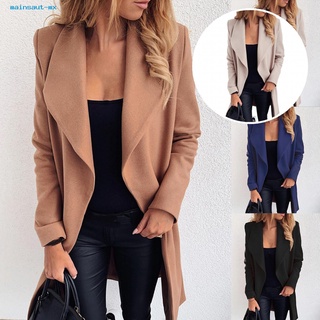 mainsaut lady mujeres oversize abrigo grande solapa cinturón todo partido abrigo cintura atada para oficina