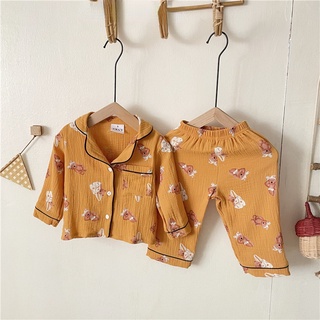 Unisex Children Spring and Autumn Two-Piece Set Can Be Worn Out Pajamas