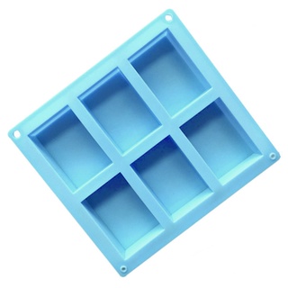 molde de silicona de 6 cavidades rectángulo 3d hecho a mano jabón vela bandeja molde (azul)