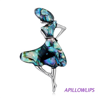 apillowlips dancing girl shell broches de dibujos animados collar pines corsage insignias accesorios de vestir