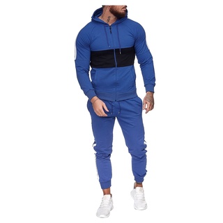 [lgq] conjunto deportivo para hombre/sudadera con capucha con cremallera y estampado de pantalones deportivos