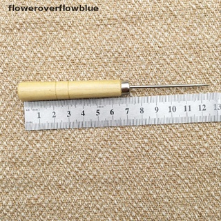 floweroverflowblue mango de madera de costura de búho cosido de mano de cuero herramienta de lona de costura aguja gancho ffb