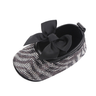 Leiter_zapato de punta de taladro de cristal para bebés/niñas/zapato suave para caminar/princesa