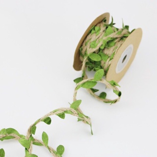 (5 metros/lote) 5 mm hoja de cáñamo cuerda trenzada con hojas verdes de encaje decoración del hogar cuerda hecha a mano cinta de guirnalda
