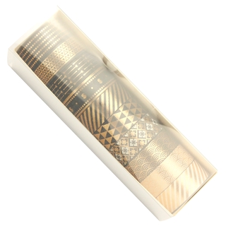 Cinta Washi de 5 m * 10 rollos de cinta de papel y estampado negro, cinta Washi de oro negro de 15 mm (5)