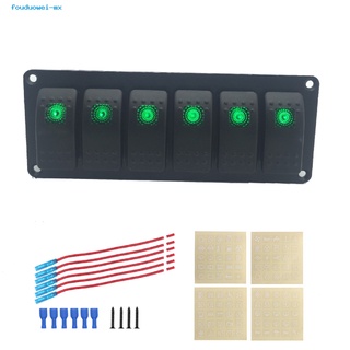 fouduowei - panel de interruptor de aluminio estable (6 pandillas, aluminio, con etiquetas de bricolaje, fácil instalación para automóviles) (6)