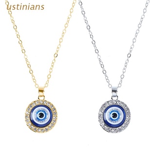 ustinians.mx collar de ojo turco dot diamante azul ojo colgante collar suéter cadena joyería