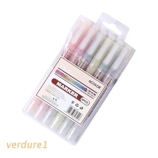 VERD 6 Color Dual Double Headed Highlighter Pen Fluorescent Marker Drawing Stationery