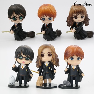 6Pcs/Set Anime Figurine Delicate Craft Six Styles High Simulated Harry Potters Hermione Anime Character Figurine for Decoration