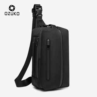Ozuko hombres Crossbody bolsa de carga USB impermeable Sling Bag deportes al aire libre pecho Pack para adolescente masculino mensajero bolsas de hombro